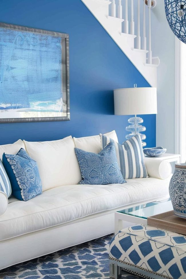 Crisp Blue And White Wall Foundation