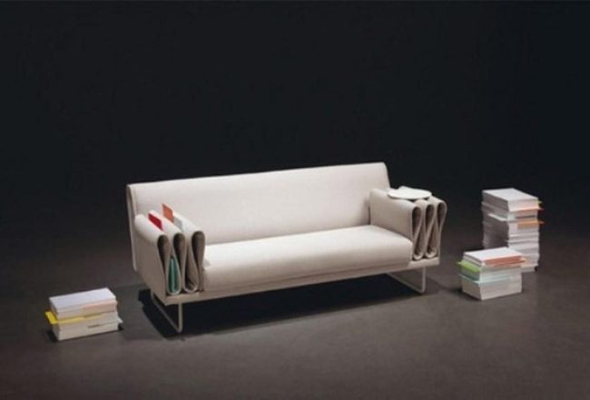 White Sofa With Magazine Storage
