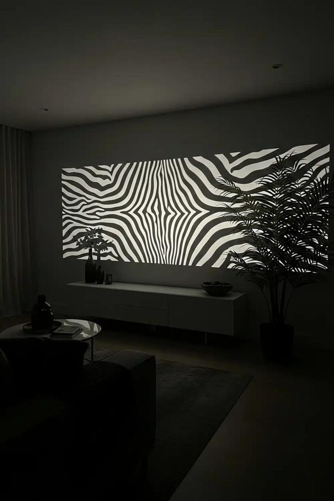 Zebra Stripes Glow Projected Wall