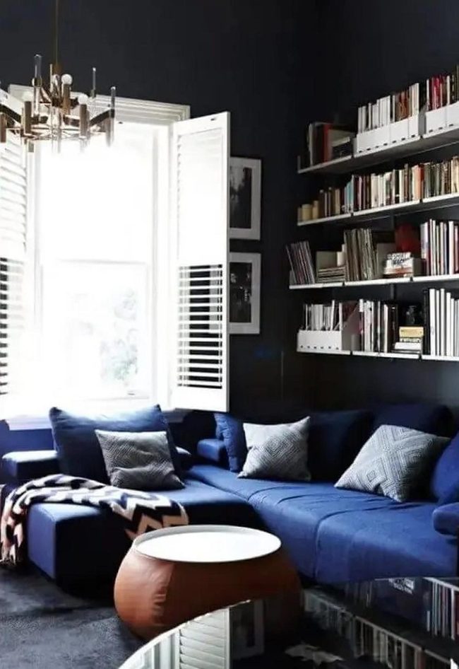 Deep Walls, Blue Couches, Gathered