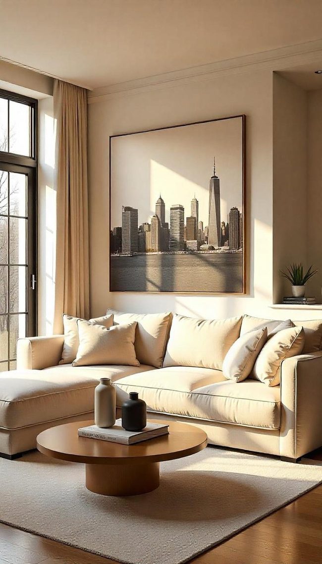 Curved Sofa With Layered Textures