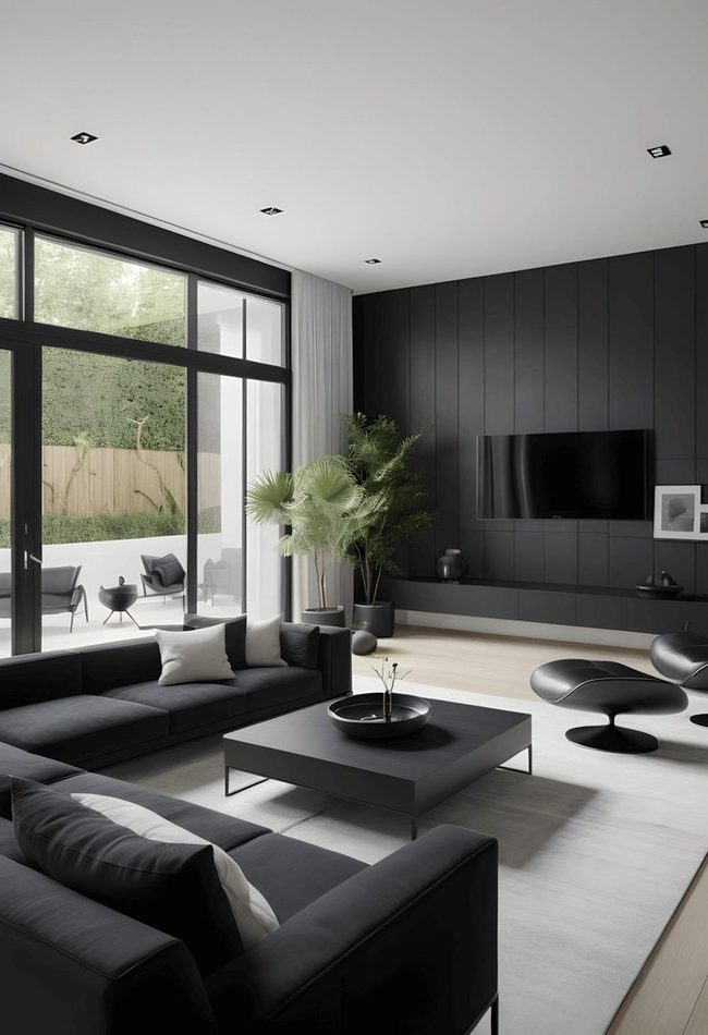 Black And White Minimalist Living Room