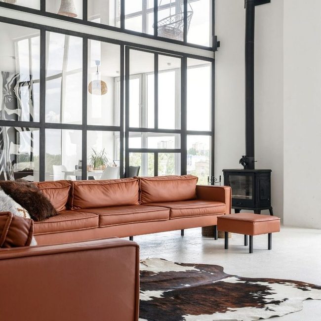 Earthy Leather Sofa Modern Comfort
