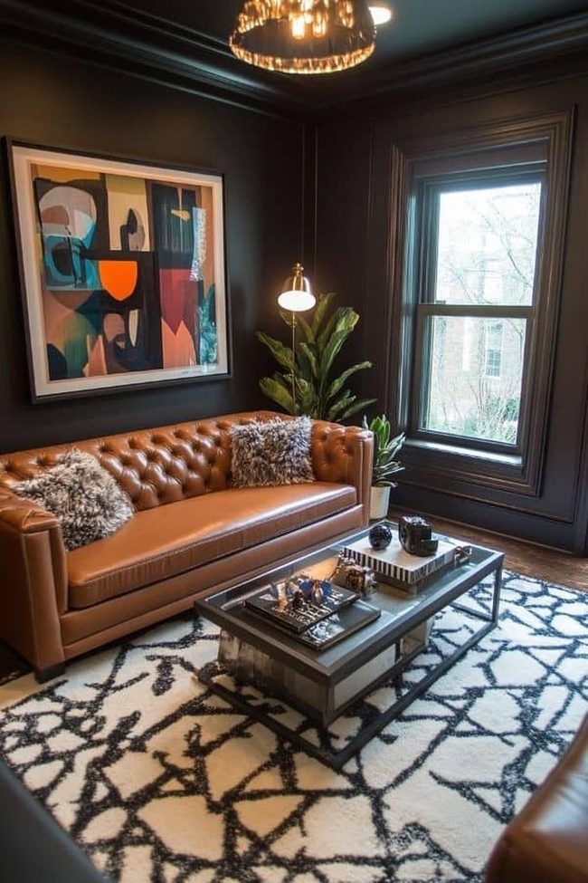 Deep Charcoal Leather Chesterfield Statement