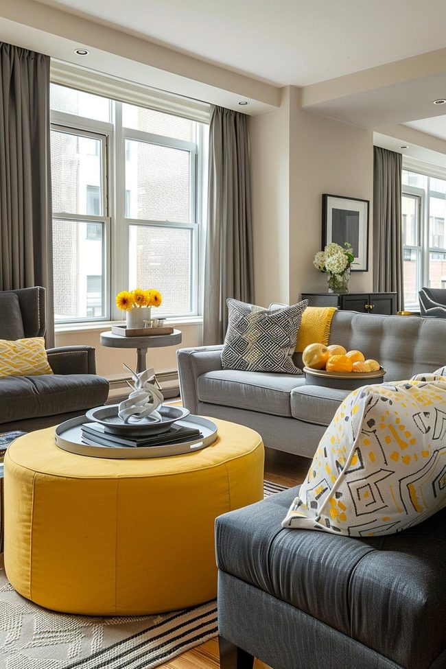 Yellow Cube Ottomans For Compact Living
