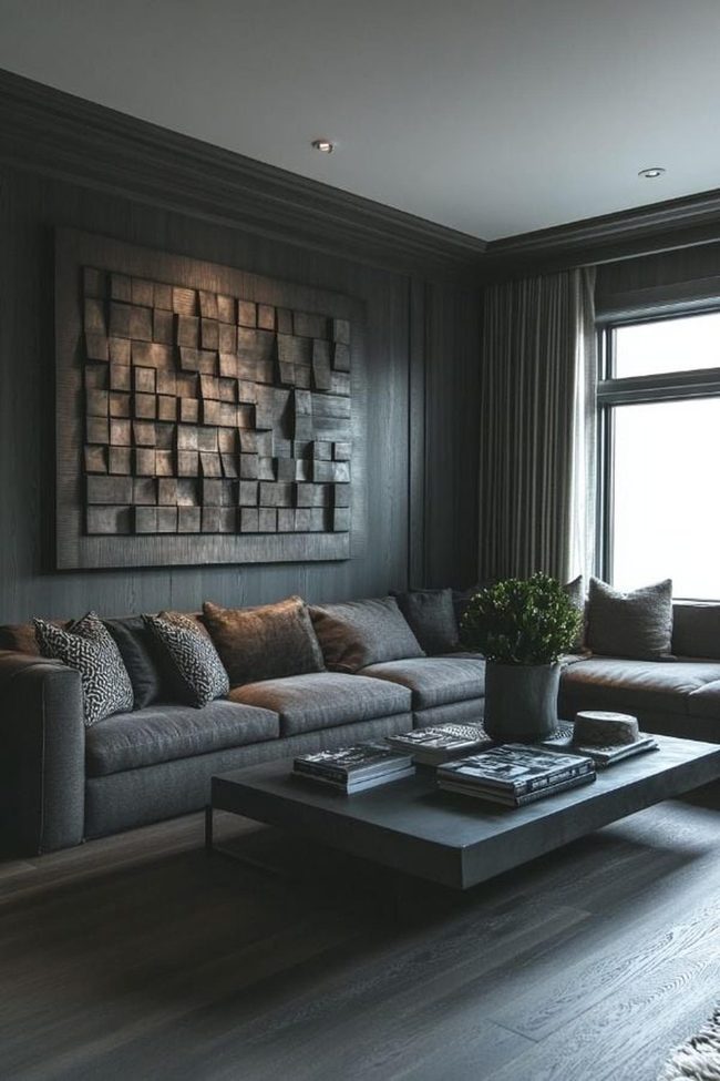 Deep Gray Minimalist Masculine Den