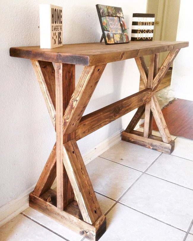 Natural Wood Sawhorse Entry Tables