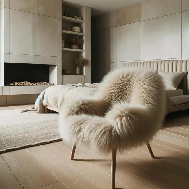 Fluffy Sheepskin Contemporary Chair