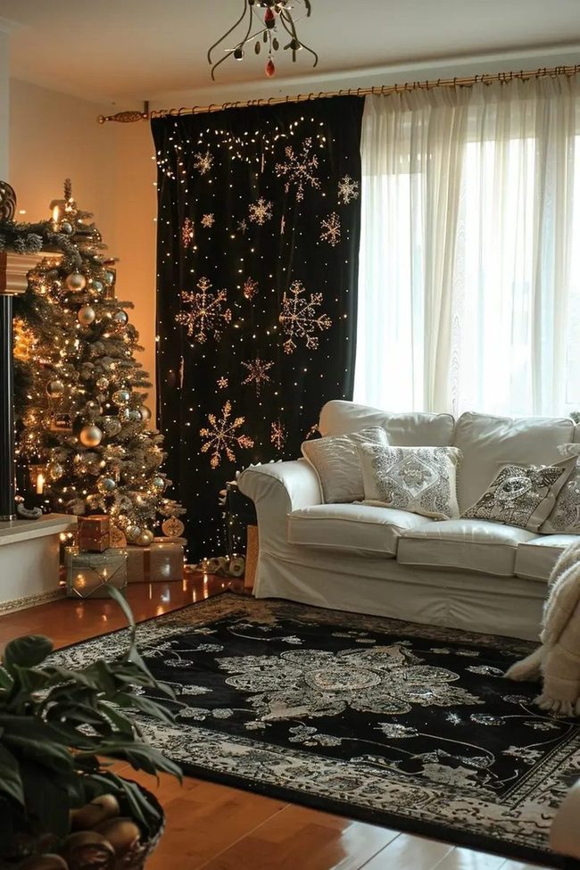 Black And Gold Winter Sparkle