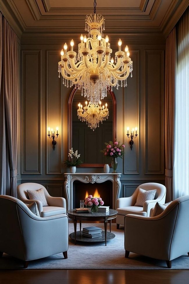 Brass Chandeliers Meet Modern Shades