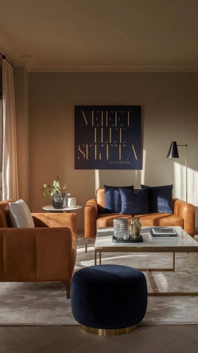 Dusty Blue And Navy Living Room Harmony