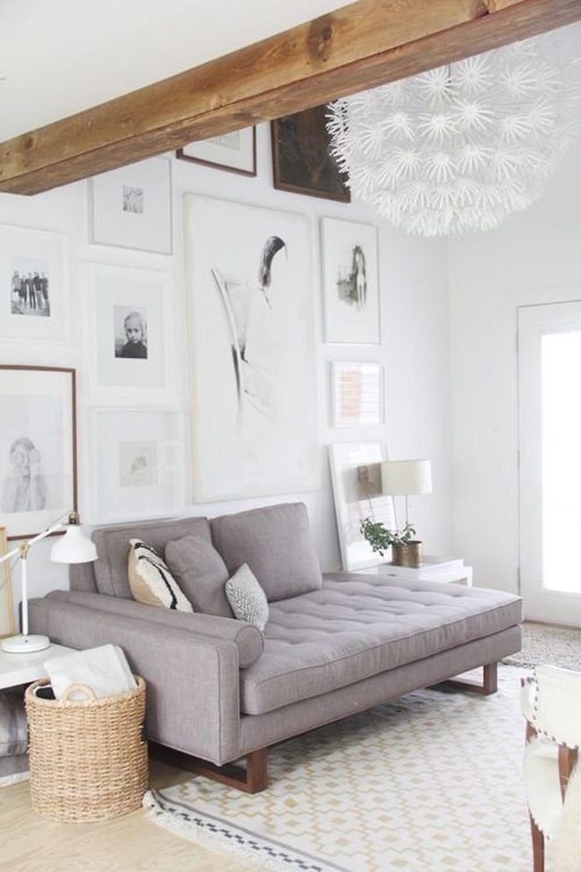Light Walls, Wooden Beams, Gray Comfort