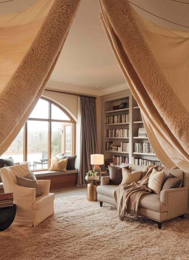 Deep Textured Rug Reading Nook