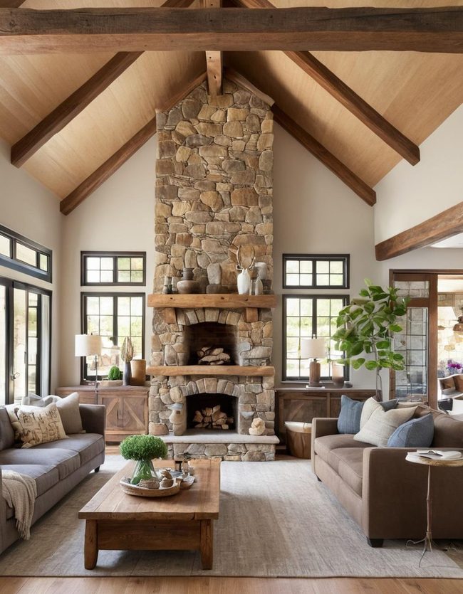 Premium Organic Timber and Stone Sitting Room