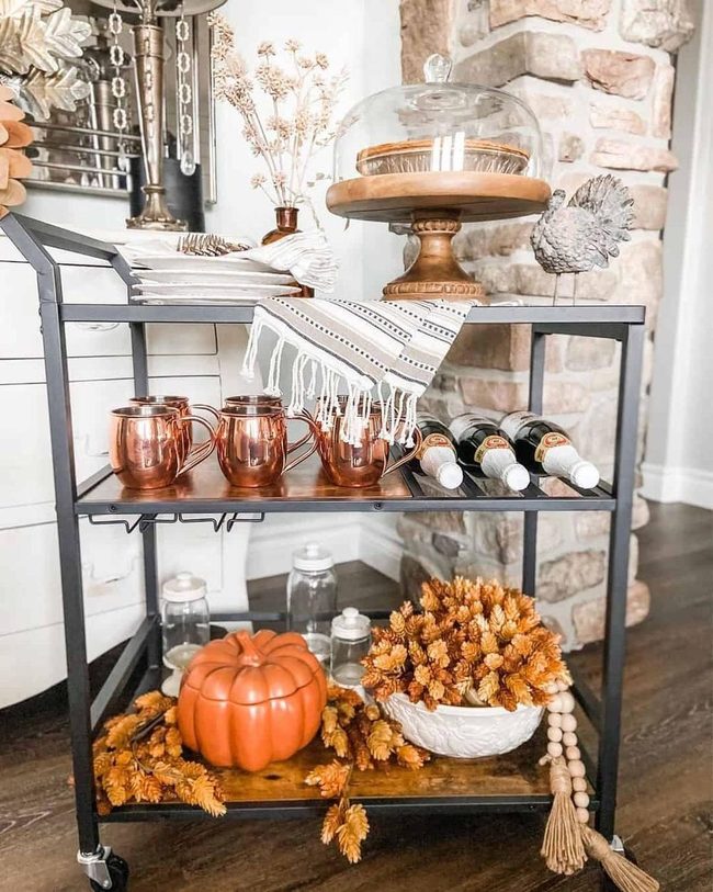 Pumpkin And Dried Flowers Fall Cart