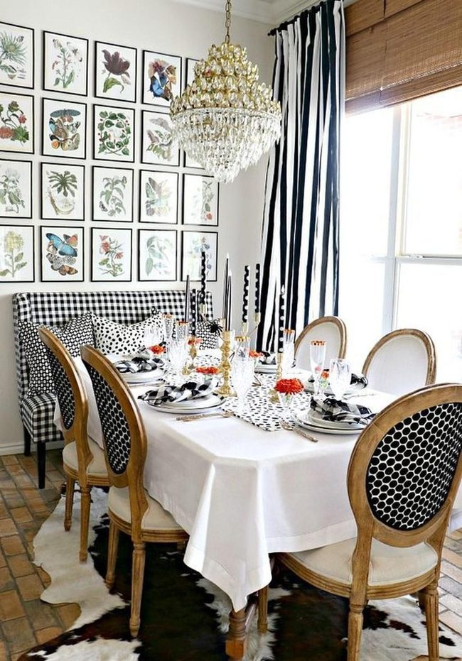Striped Curtains With Polka-Dot Chairs