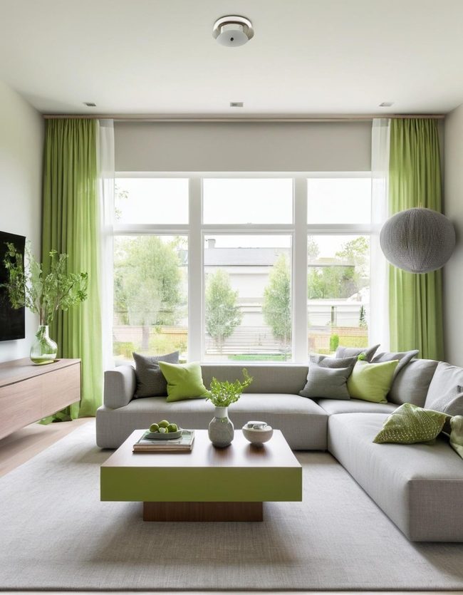 Pistachio Green Accents on Grey