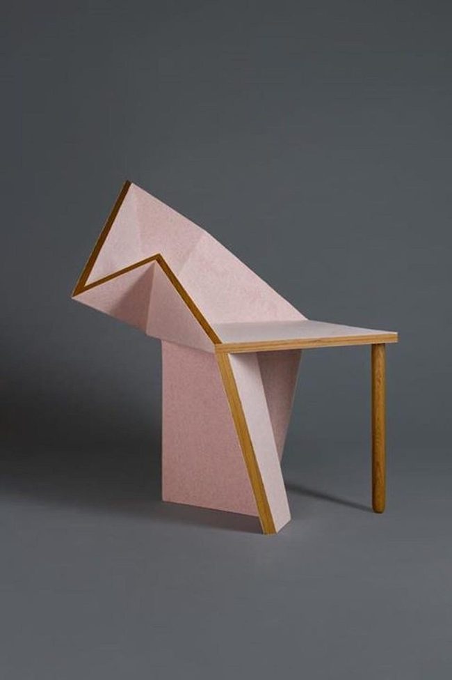Pink And Wood Geometric Chair
