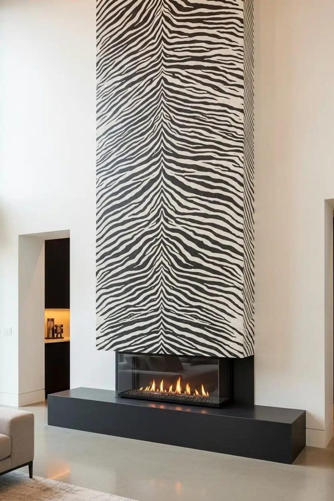 Zebra Striped Fireplace Statement