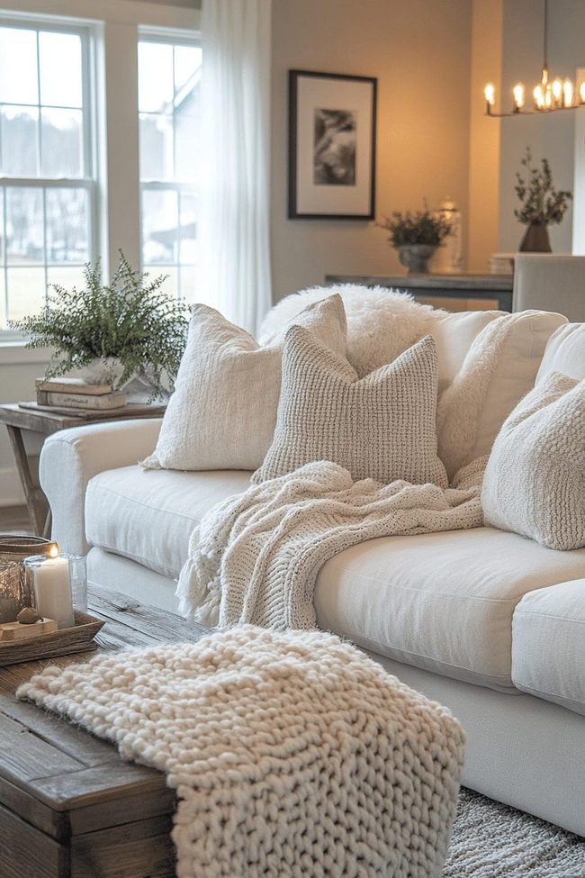 Cream Linen Seating With Contemporary Tables