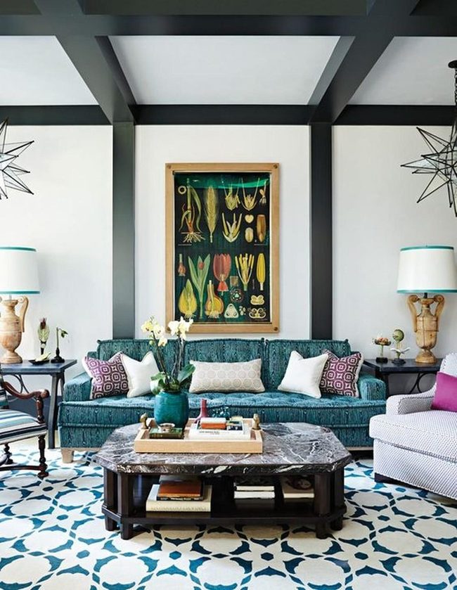Deep Green Couch Statement Living Room