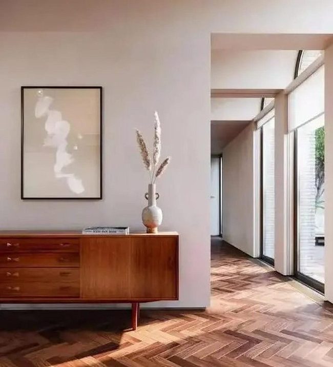 Herringbone Wood Meets Minimalist Light