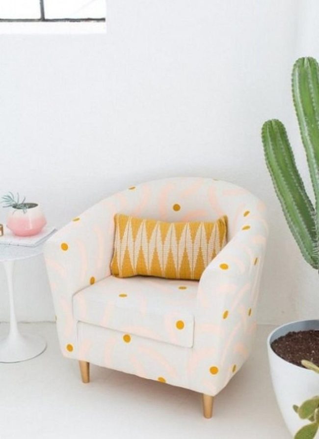 Yellow Dots, Green Cacti, Pink Accents
