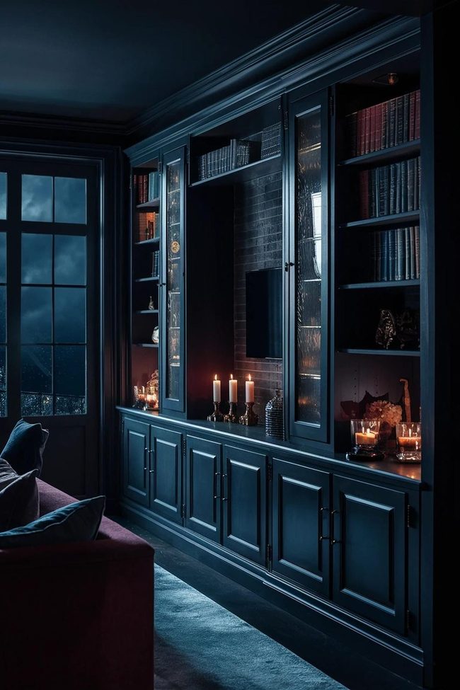 Dark Shelving Creates Depth