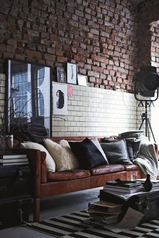 Raw Brick Meets Leather Warmth