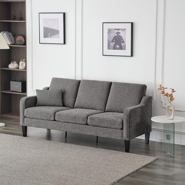 Grey Velvet Sofa Adapts Any Room