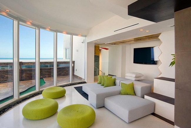 Lime Green Pops Gray Minimalism
