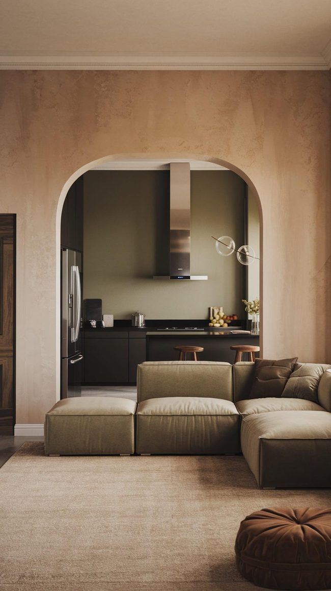 Light Beige Paint Transforms Open Kitchens