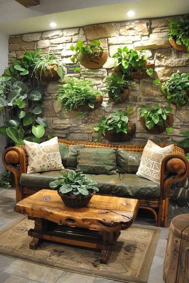Stone Walls With Cascading Greenery