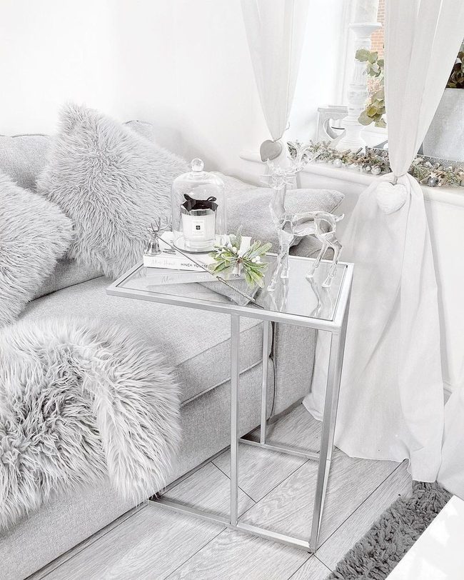 Silver Glass Reflection Side Table
