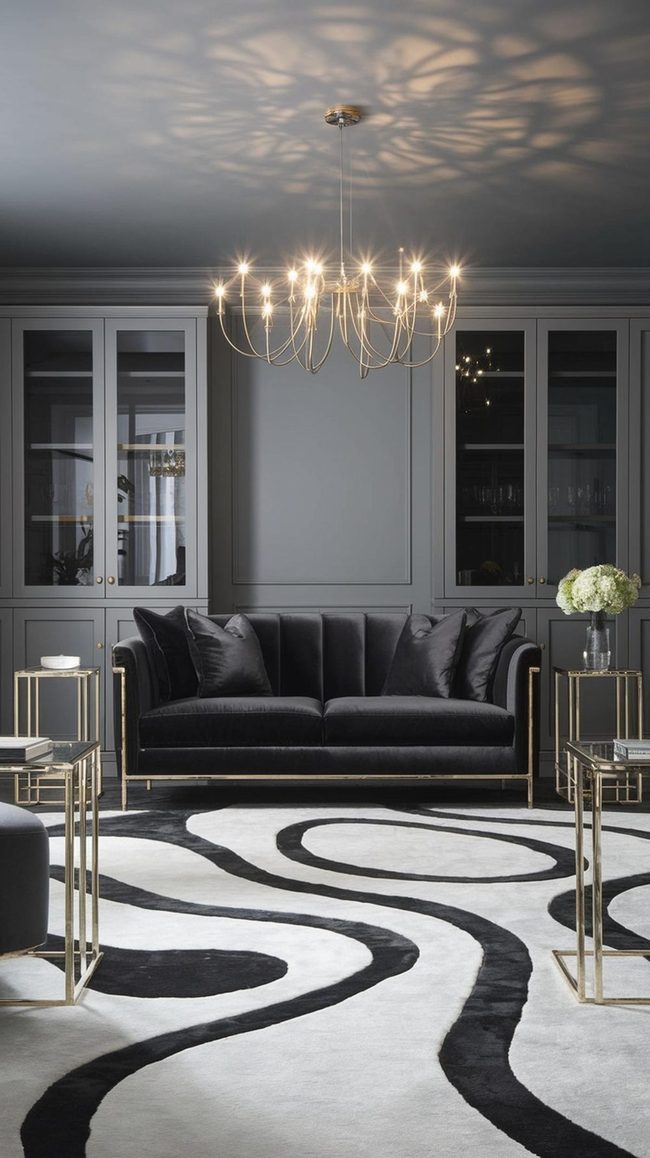 Black And White Geometric Rug Statement