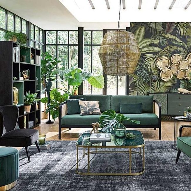 Green Plants Meet Golden Accents