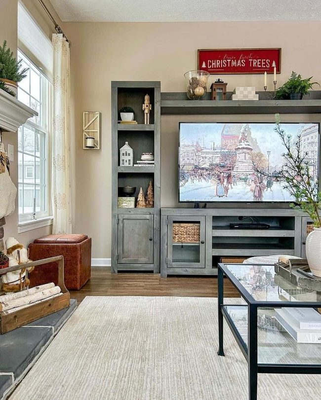 Light Gray Farmhouse Media Wall
