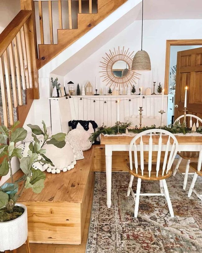 Wood Staircase Dining Nook