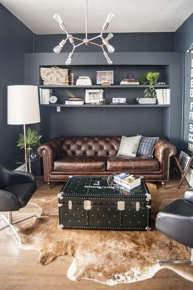 Dark Leather And Wood Sophistication