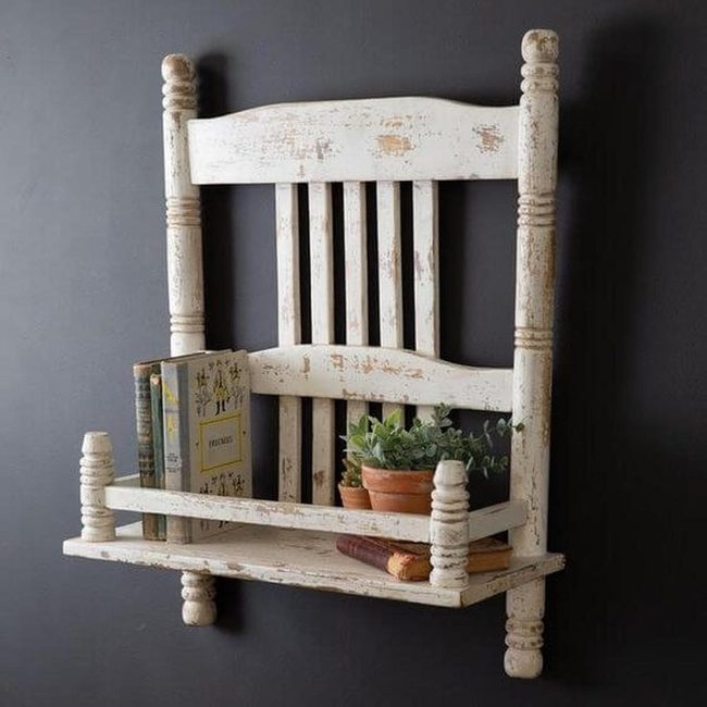 Weathered Chair Shelf Display