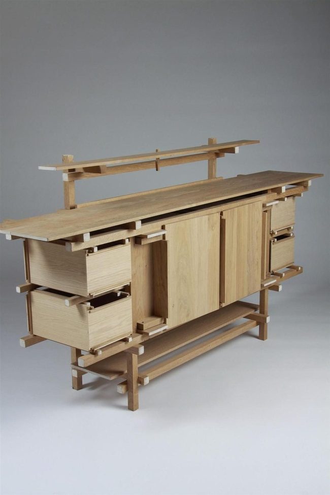 Light Wood Horizontal Beam Cabinet