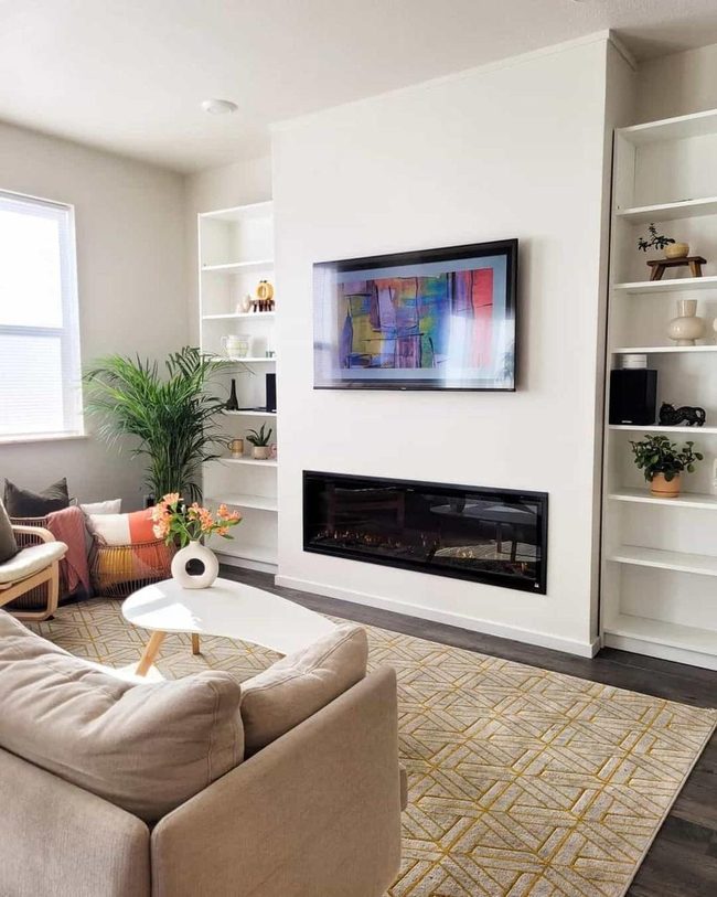 Fireplace Shelves With Architectural Depth