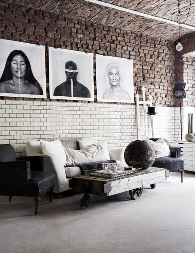 Raw Brick Meets Black And White