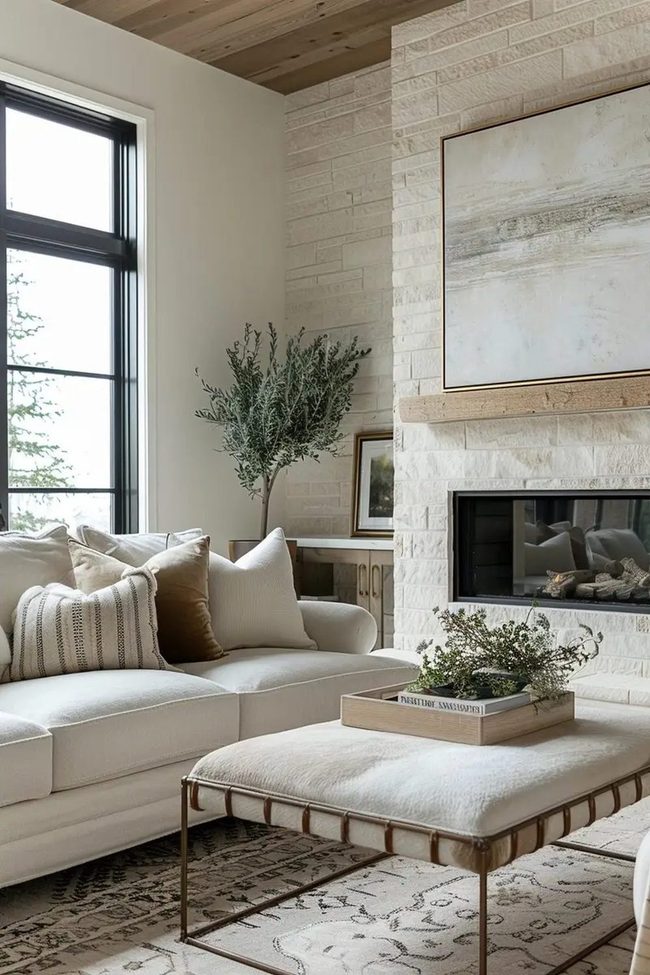 Cream And Brown With Exposed Wood