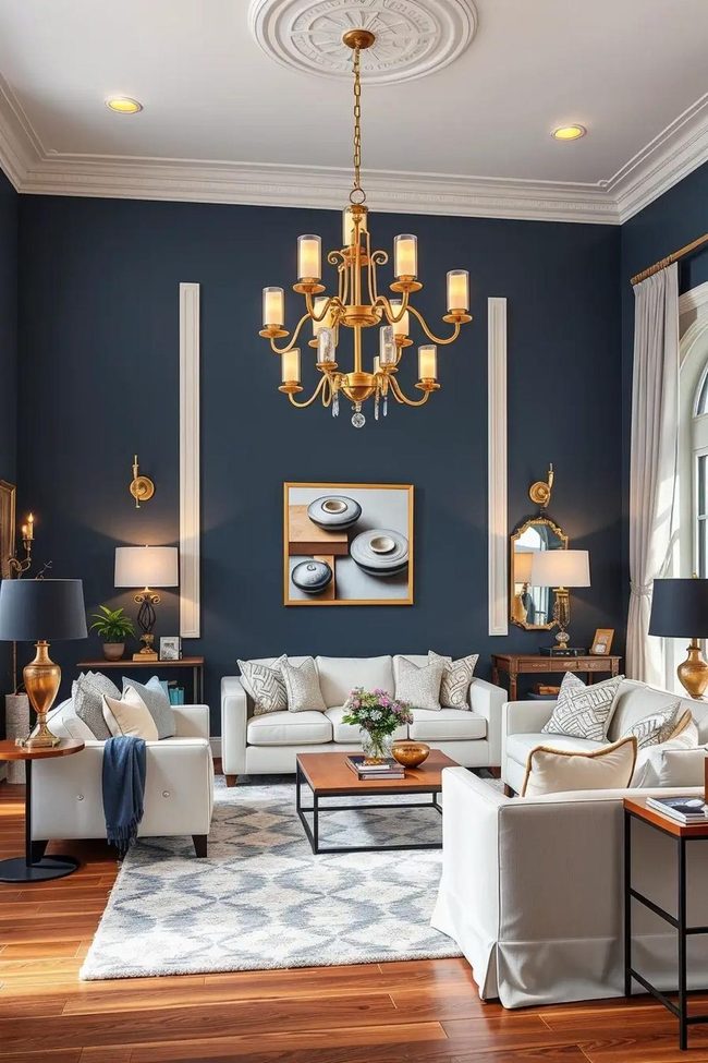 Navy Walls Need Layered Lighting