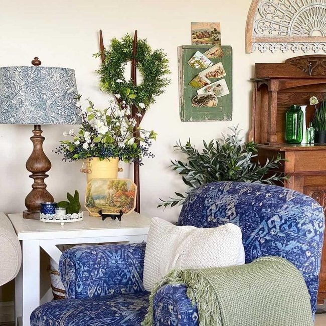 Blue Geometric Statement Chair