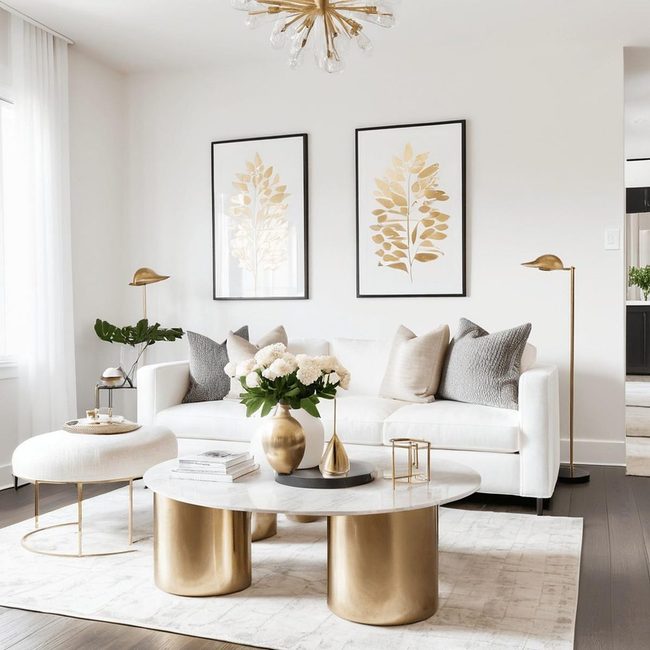 White Minimalist Lounge with Layered Textures