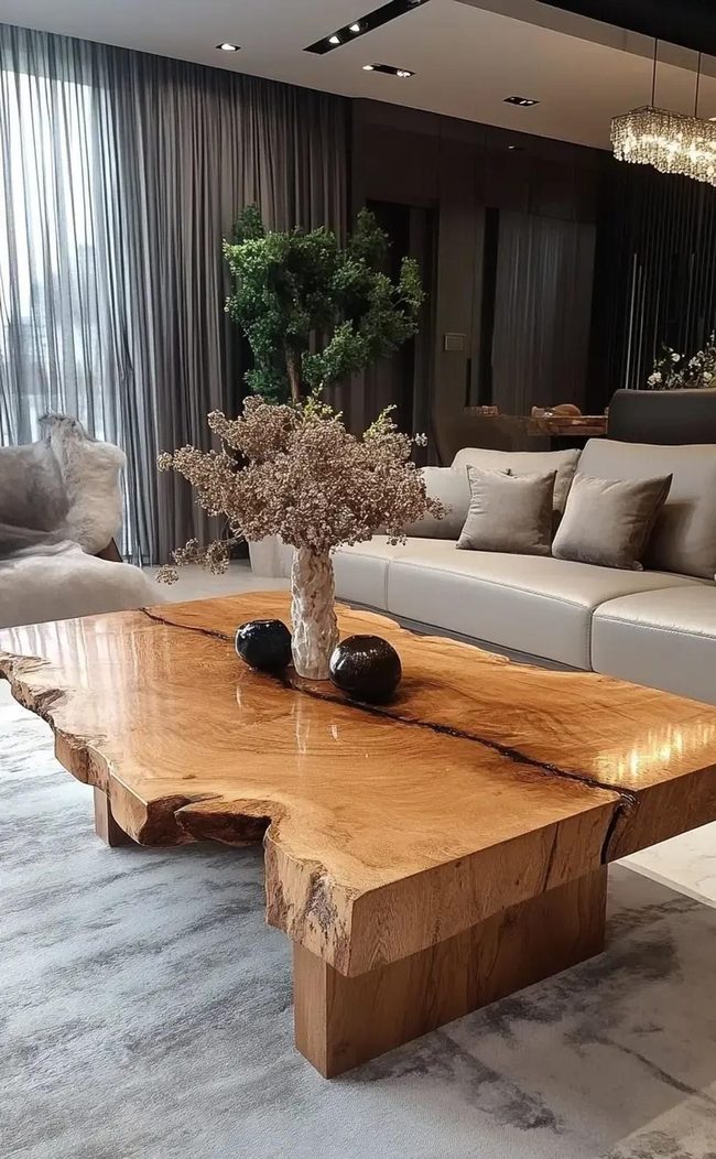 Metal Frame Hardwood Top Industrial Coffee Table