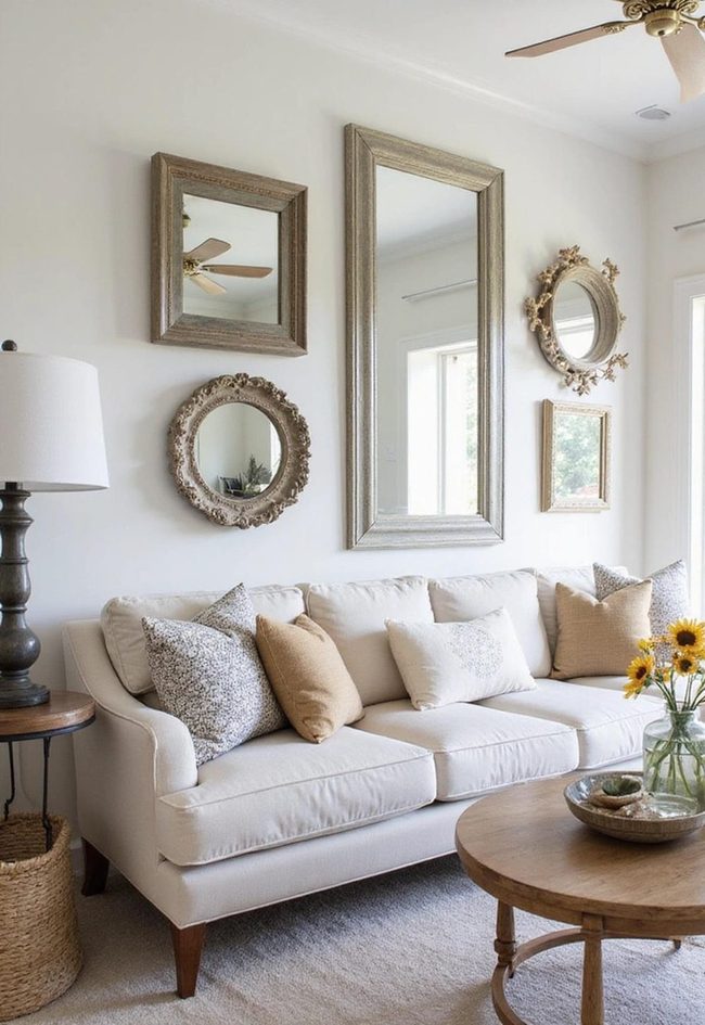 Blue Grey Room Fixture Expansion Mirrors