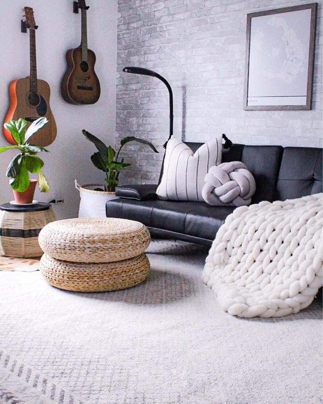 Modern Living With Wicker And Greenery